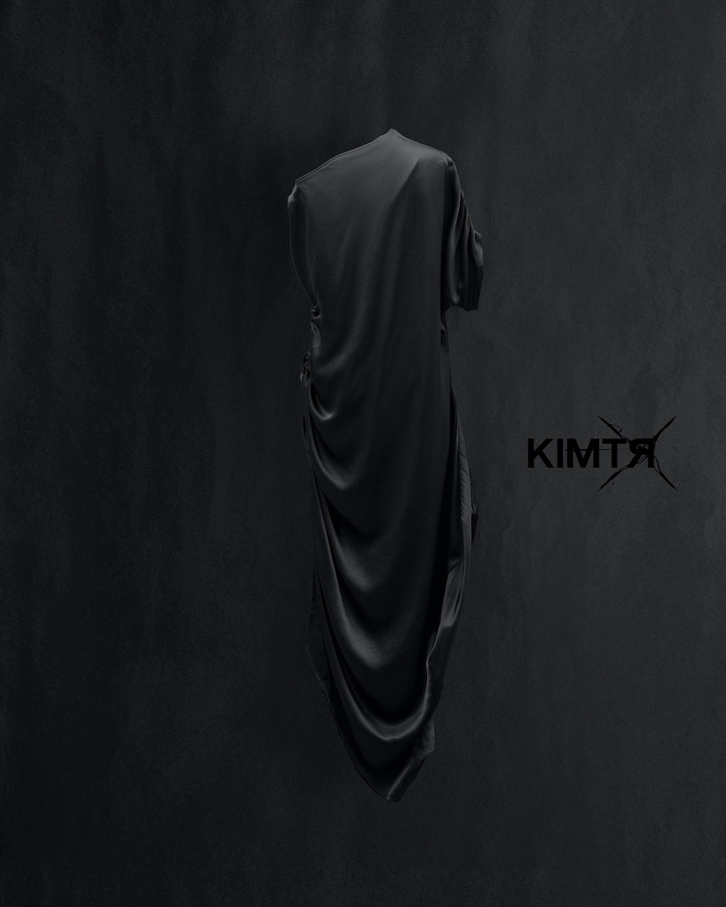 BLACK PLUM RUTCHED SILK DRESS