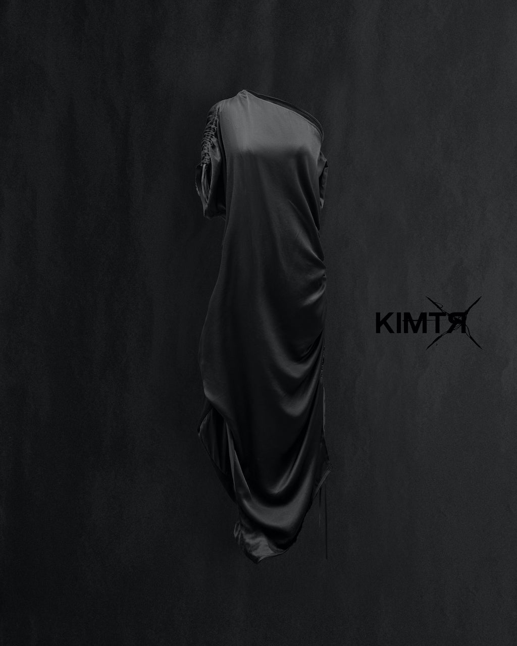 BLACK PLUM RUTCHED SILK DRESS