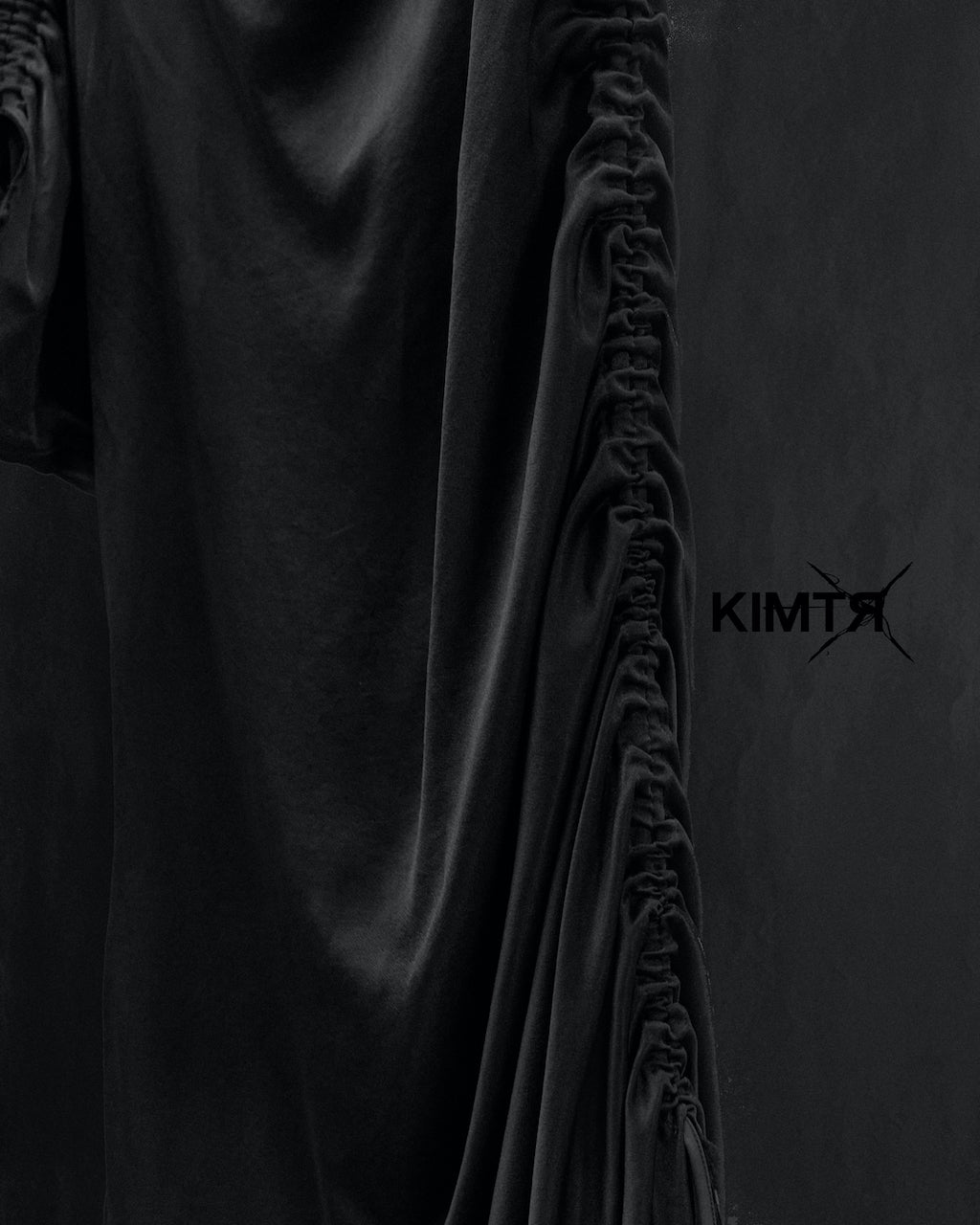 BLACK PLUM RUTCHED SILK DRESS