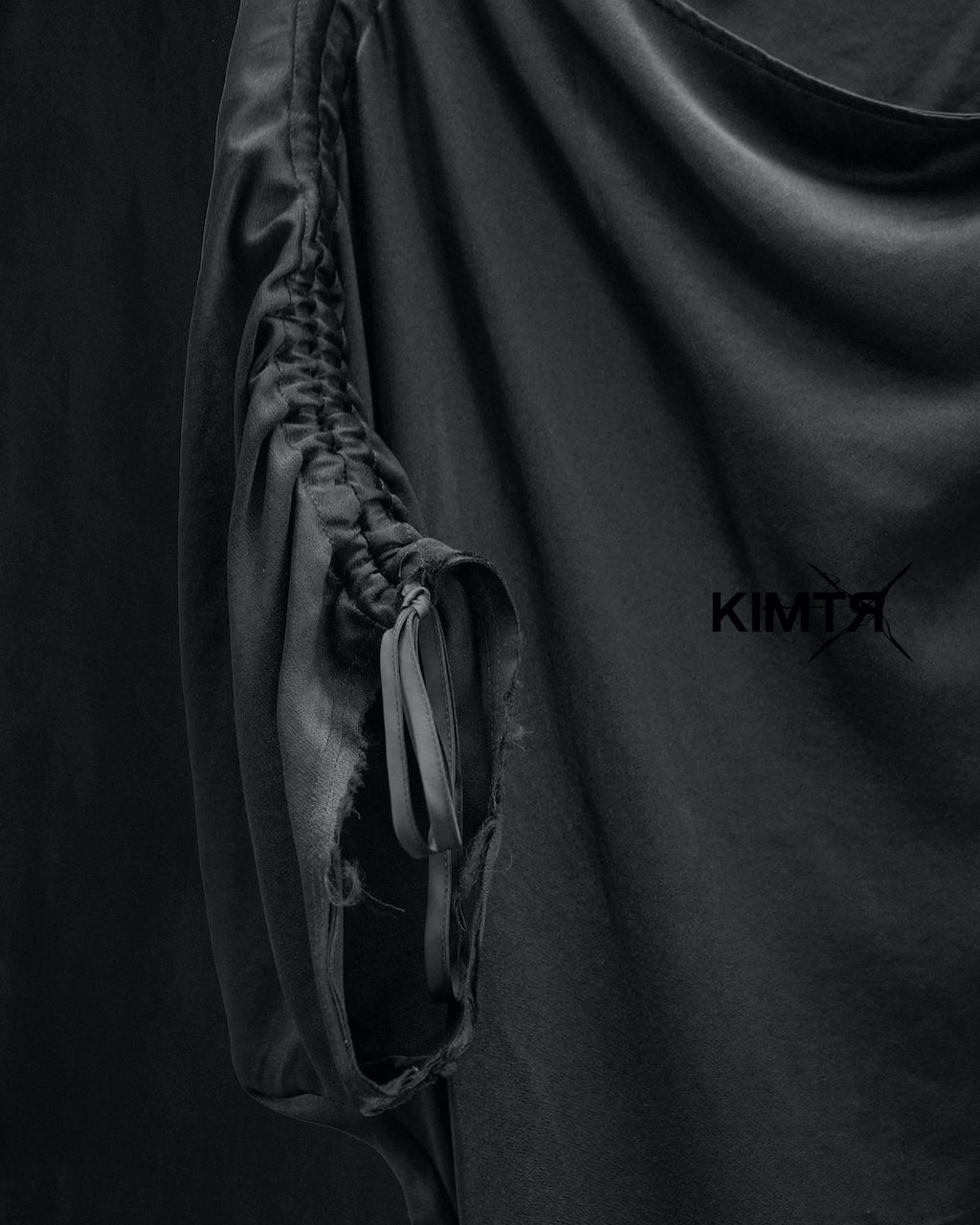 BLACK PLUM RUTCHED SILK DRESS