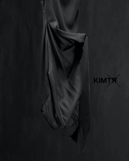 BLACK PLUM RUTCHED SILK DRESS