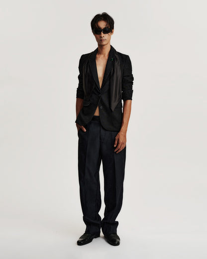 SILK SCARF CHARCOAL BLAZER