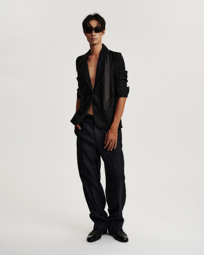 SILK SCARF CHARCOAL BLAZER