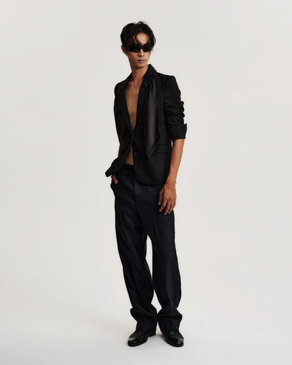 SILK SCARF CHARCOAL BLAZER