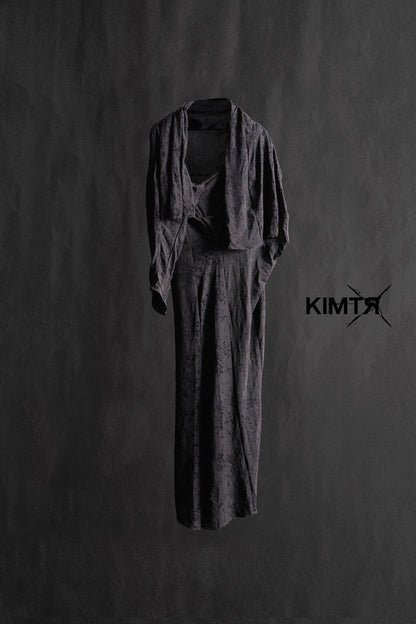 DROPPED SHOULDER VELVET DRESS